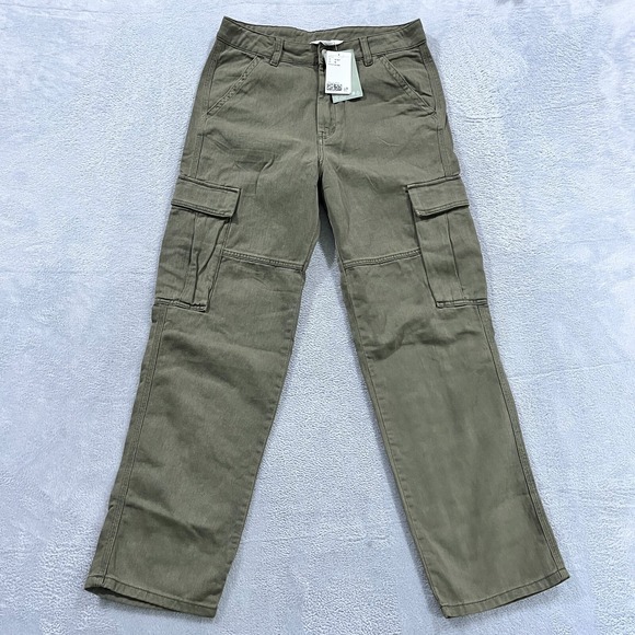H&M Khaki Cargo Pants Women's 29x29‎ Green NWT Utility Military Y2K Skater - Picture 1 of 11